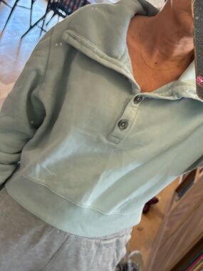 Abercrombie & Fitch Light Sage Half-Button Pullover